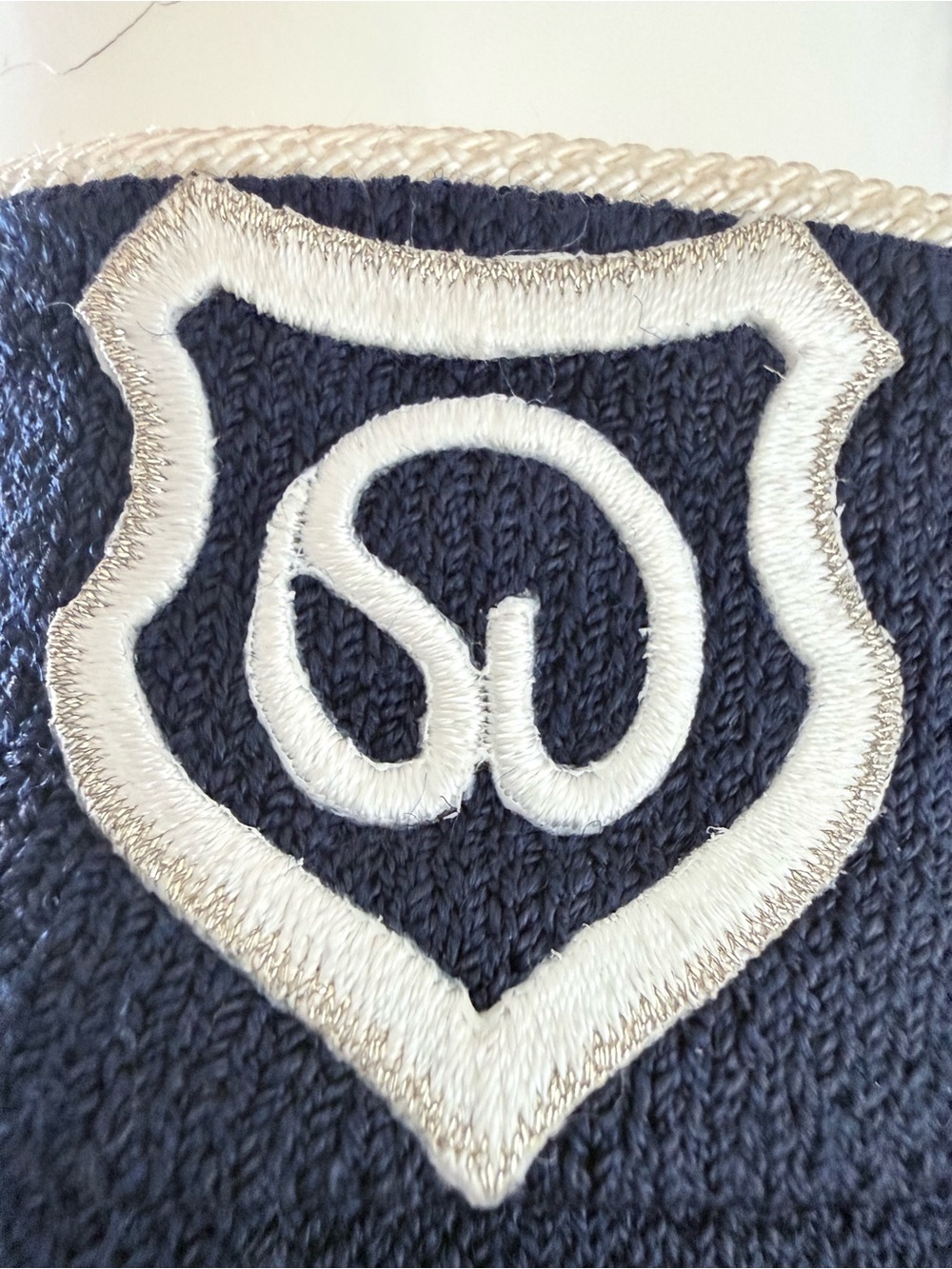 St. John Marie Gray Santana Knit Jacket Navy Embroidered Collar Gold Buttons S - Picture 7 of 12